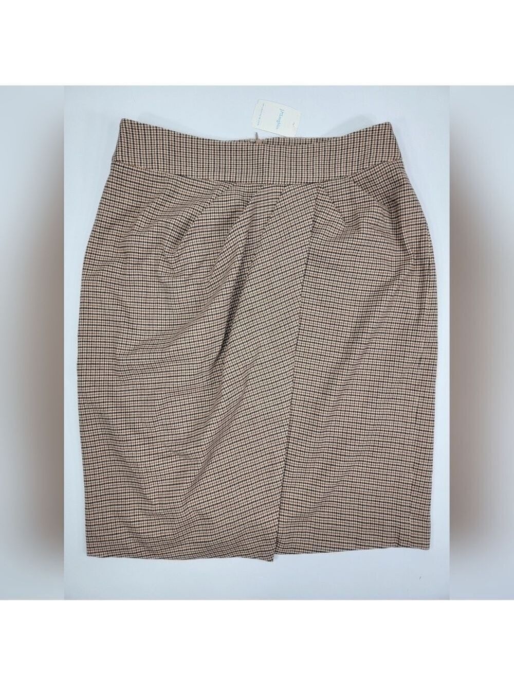 NEW J. McLaughlin Maddie Knit Pencil Skirt Brown Tones Plaid Houndstooth 6 NWT